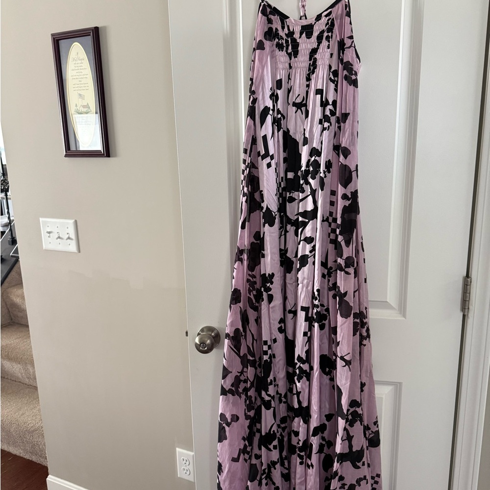 Light Purple and Black Floral Maxi Dress